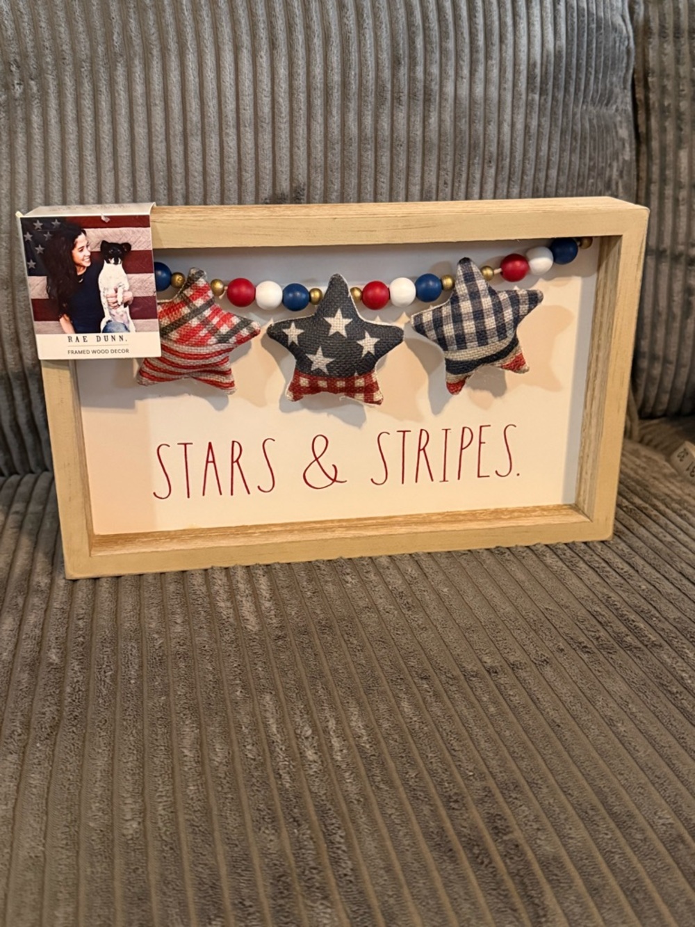 Rae Dunn Patriotic Stars & Stripes Wood Frame - Red, White, Blue